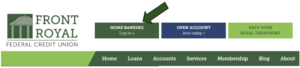 Photo showing what button to click to log in to Online Banking
